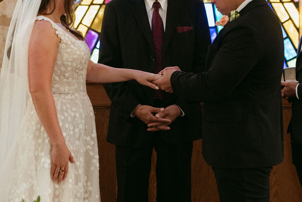 Samantha and Jake during their intimate wedding ceremony at The Little Church of La Villita