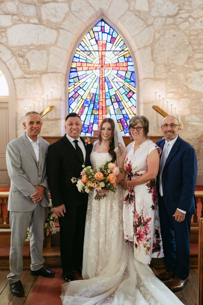 Samantha and Jake during their intimate wedding ceremony at The Little Church of La Villita