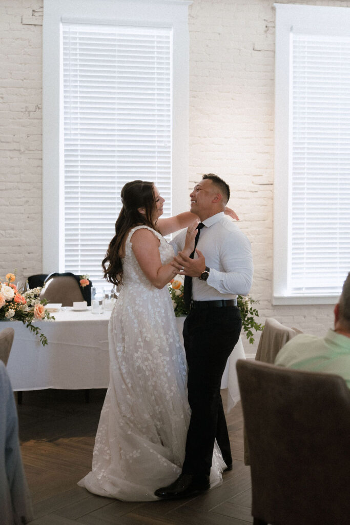 Candid portrait of a bride and groom during their intimate San Antonio wedding