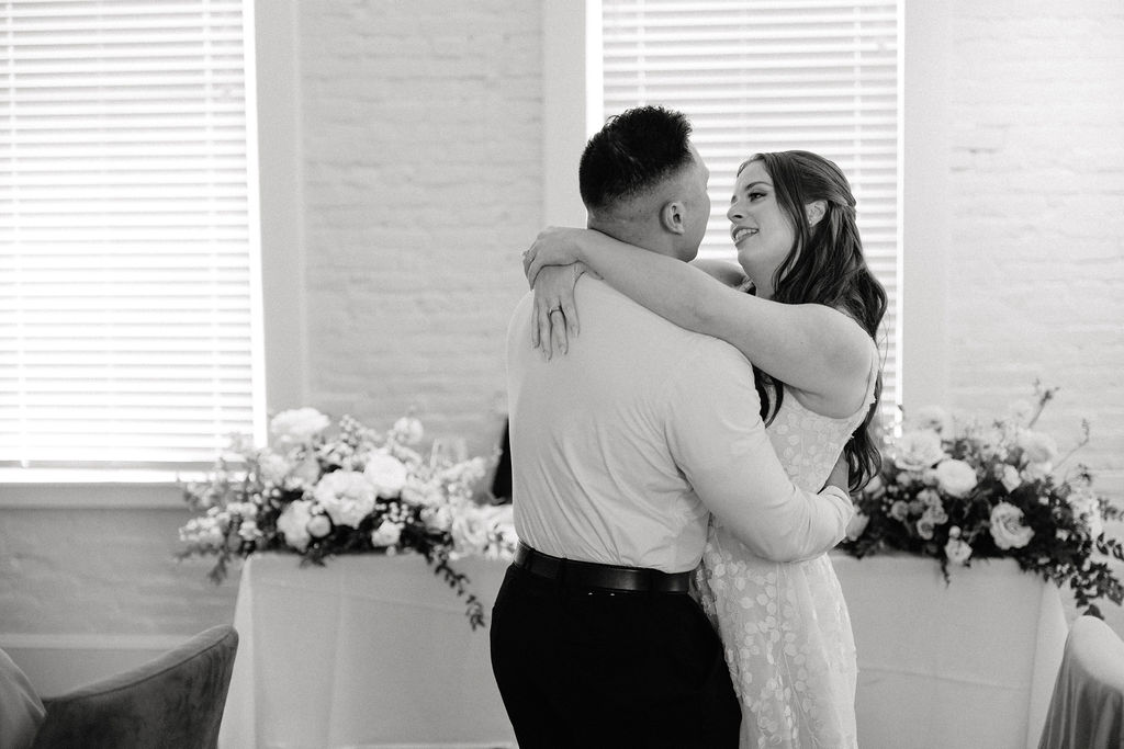 Candid portrait of a bride and groom during their intimate San Antonio wedding