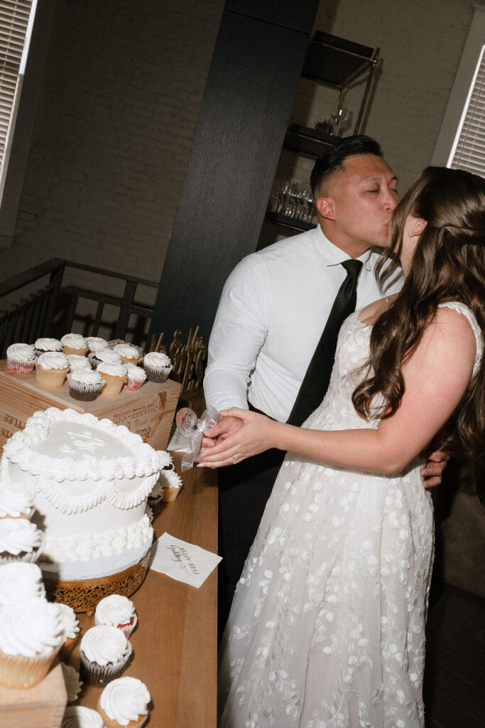 Candid portrait of a bride and groom during their intimate San Antonio wedding