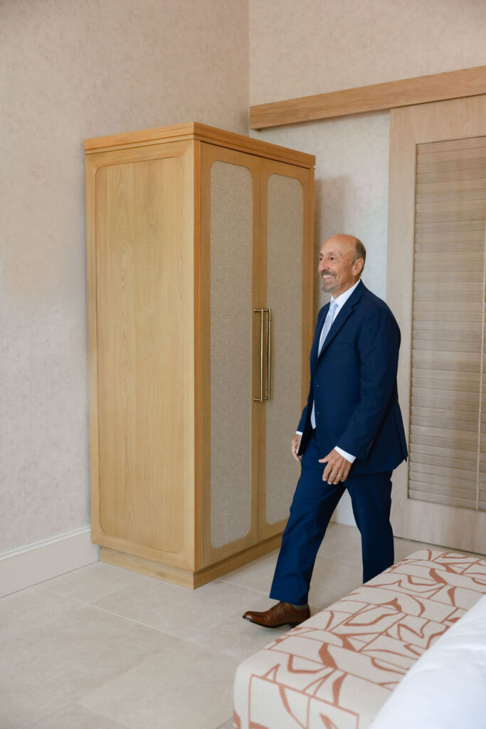 Emotional first look between Samantha and Jake in their San Antonio hotel suite