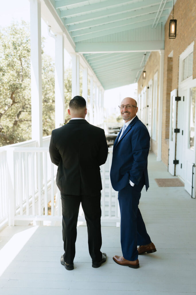 Emotional first look between Samantha and Jake in their San Antonio hotel suite
