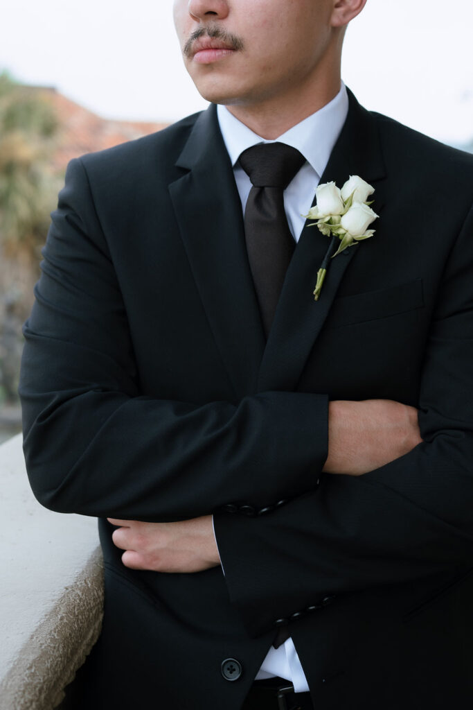 Bride and groom portrait at Villa Antonia wedding venue near Austin Texas