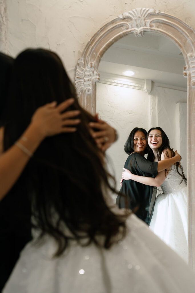 Bride getting ready portrait at Villa Antonia Austin Hill Country wedding