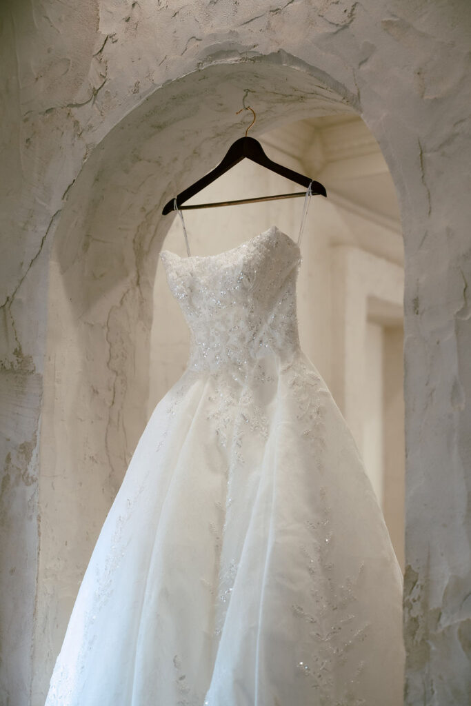 Bride getting ready portrait at Villa Antonia Austin Hill Country wedding