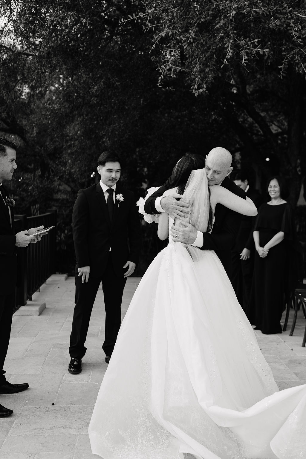 Emotional wedding ceremony moment at Villa Antonia with family guests from the Philippines and Guam