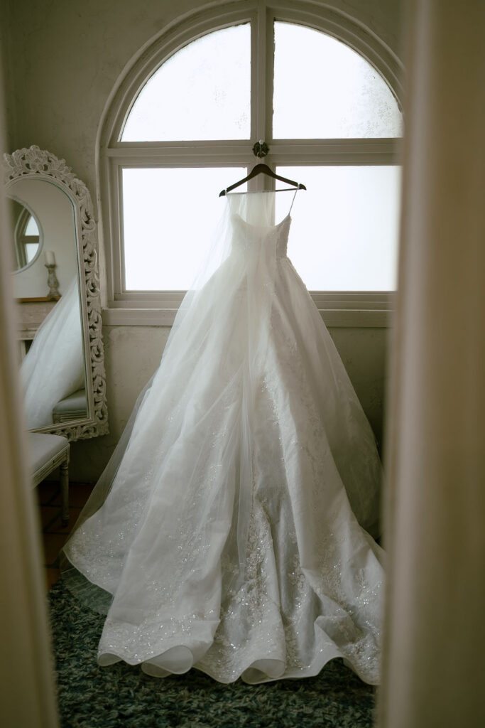 Bride getting ready portrait at Villa Antonia Austin Hill Country wedding