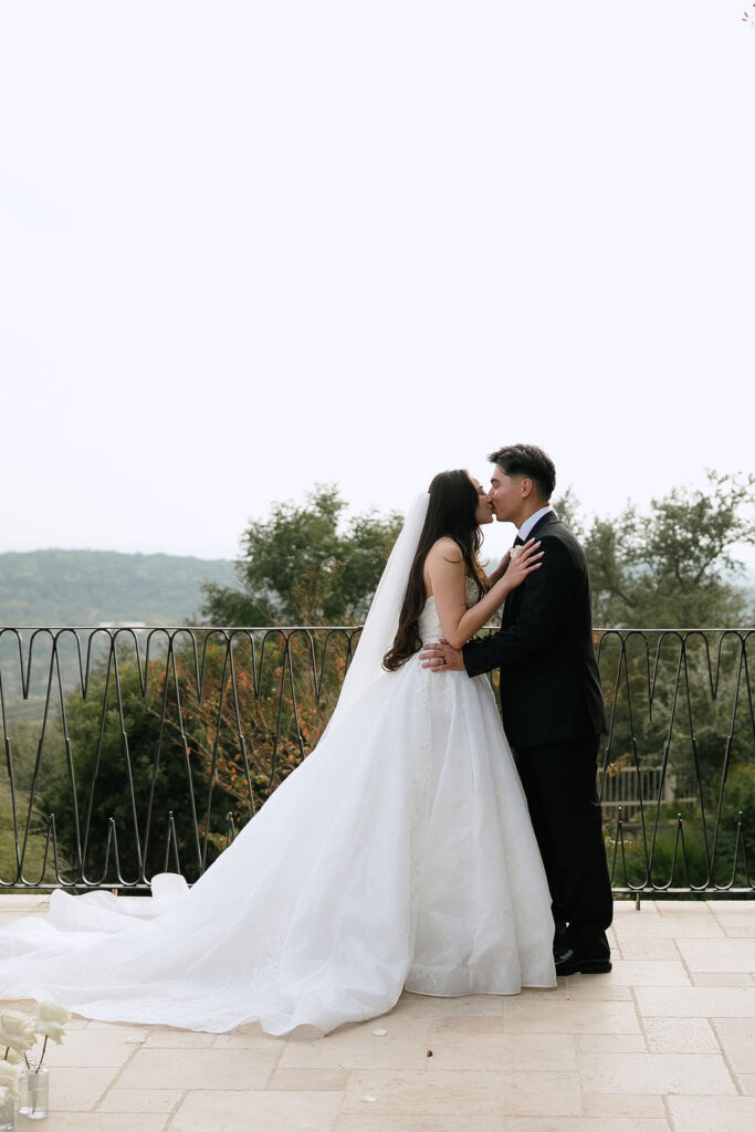 Emotional wedding ceremony moment at Villa Antonia with family guests from the Philippines and Guam