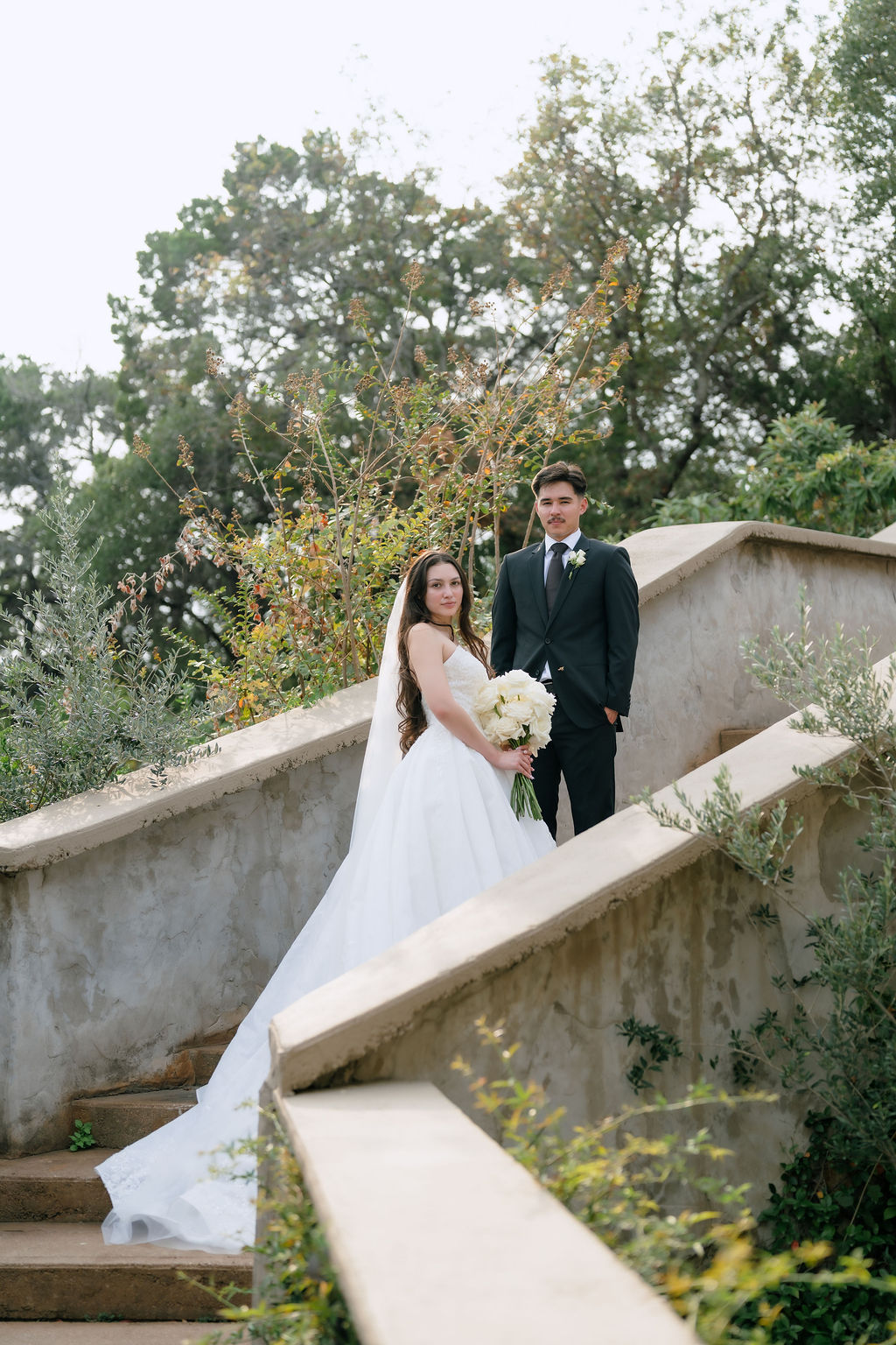 Bride and groom portrait at Villa Antonia wedding venue near Austin Texas