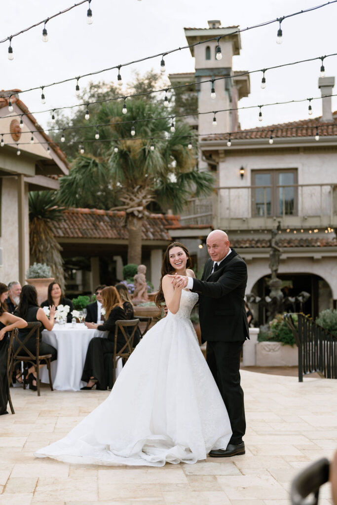 Wedding guests celebrating at Villa Antonia Austin Hill Country wedding venue