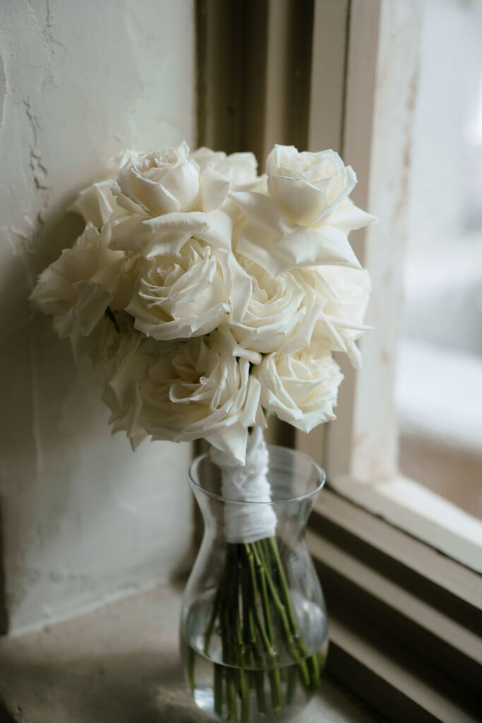 Bride getting ready portrait at Villa Antonia Austin Hill Country wedding
