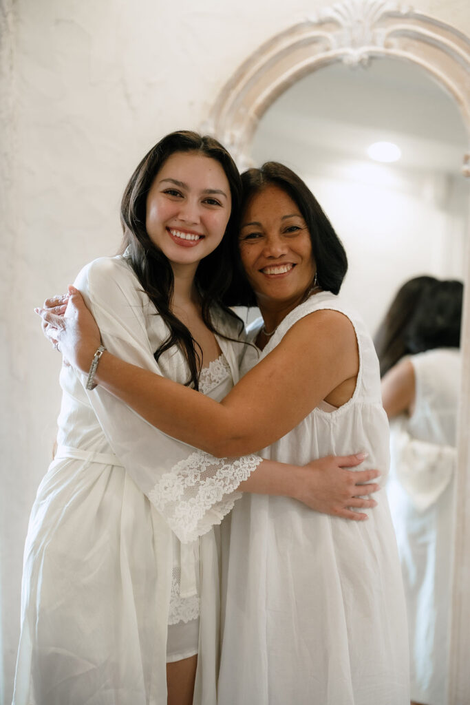 Bride getting ready portrait at Villa Antonia Austin Hill Country wedding
