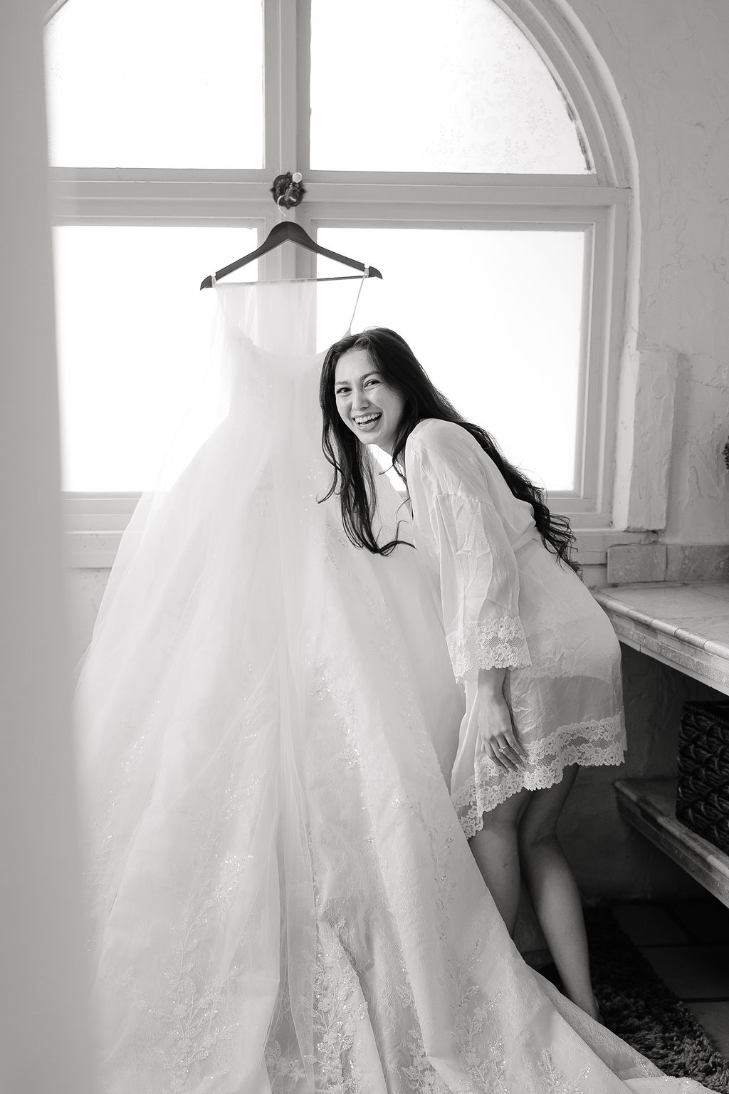 Bride getting ready portrait at Villa Antonia Austin Hill Country wedding