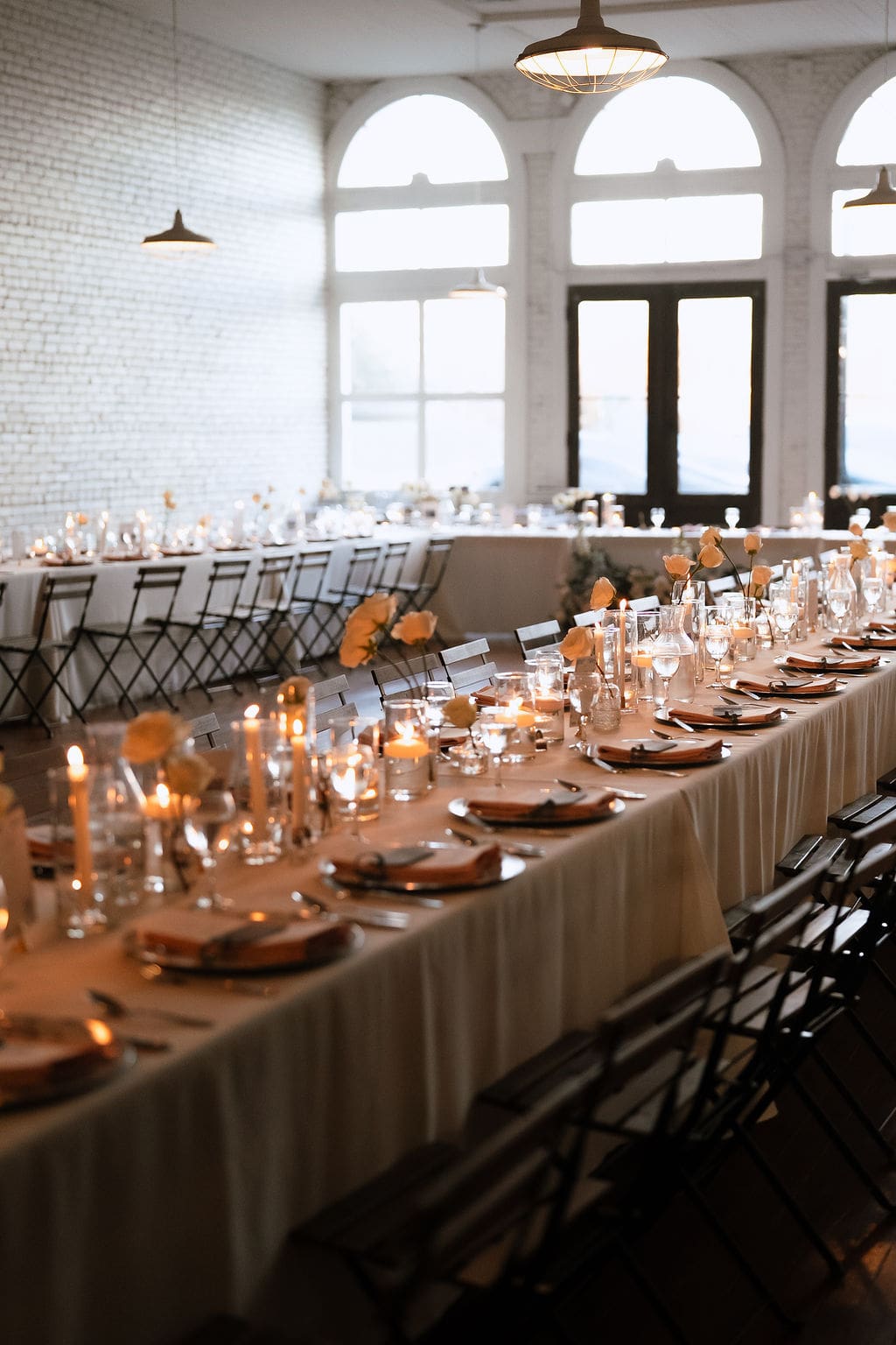 Elegant place settings and wedding table details at One Eleven East winter wedding reception in Hutto Texas, photography by Andrea Jang