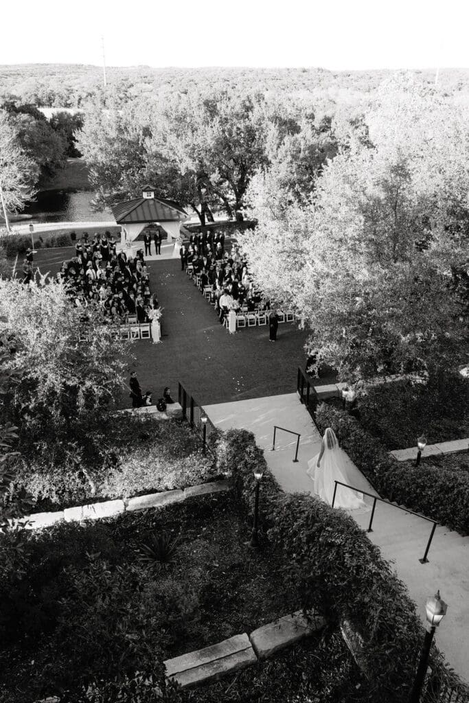 Outdoor wedding ceremony setup at Kendall Point Wedding Venue in Boerne Texas