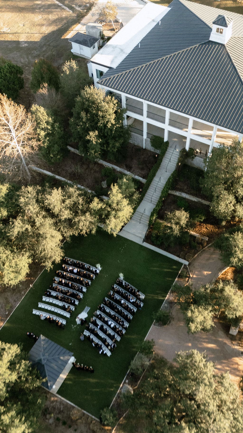 Outdoor wedding ceremony setup at Kendall Point Wedding Venue in Boerne Texas