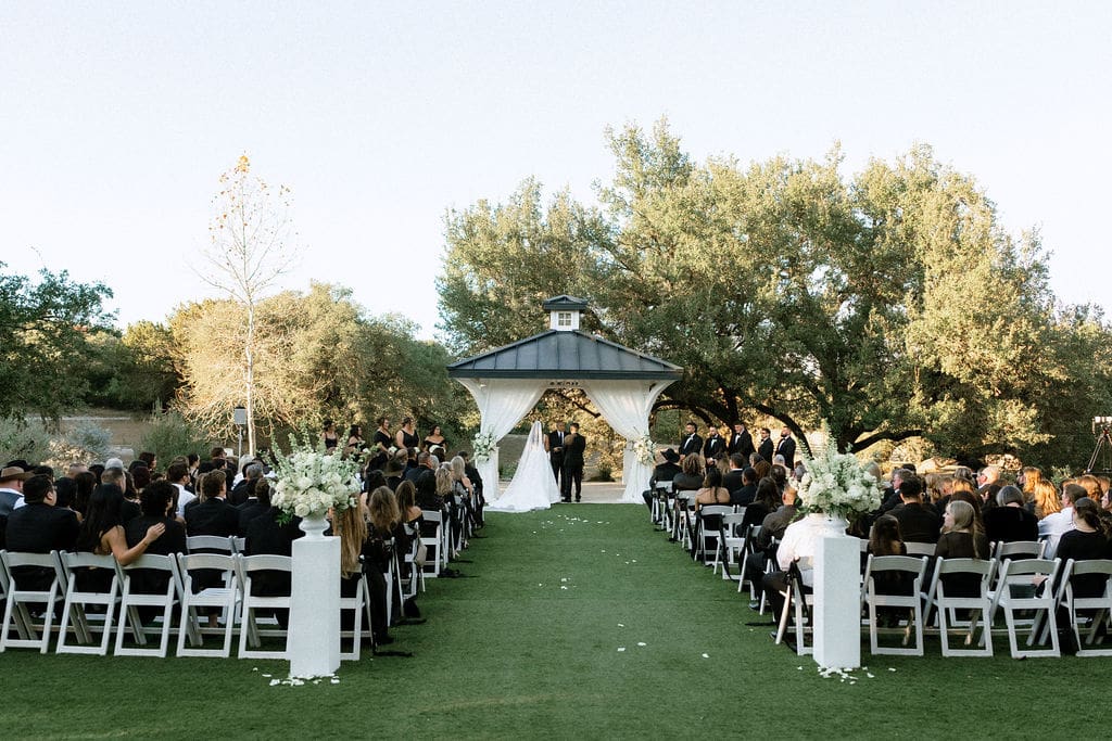 Outdoor wedding ceremony setup at Kendall Point Wedding Venue in Boerne Texas