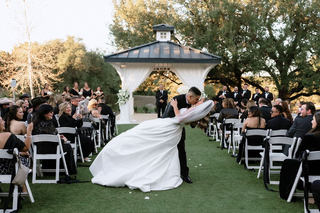 Outdoor wedding ceremony setup at Kendall Point Wedding Venue in Boerne Texas