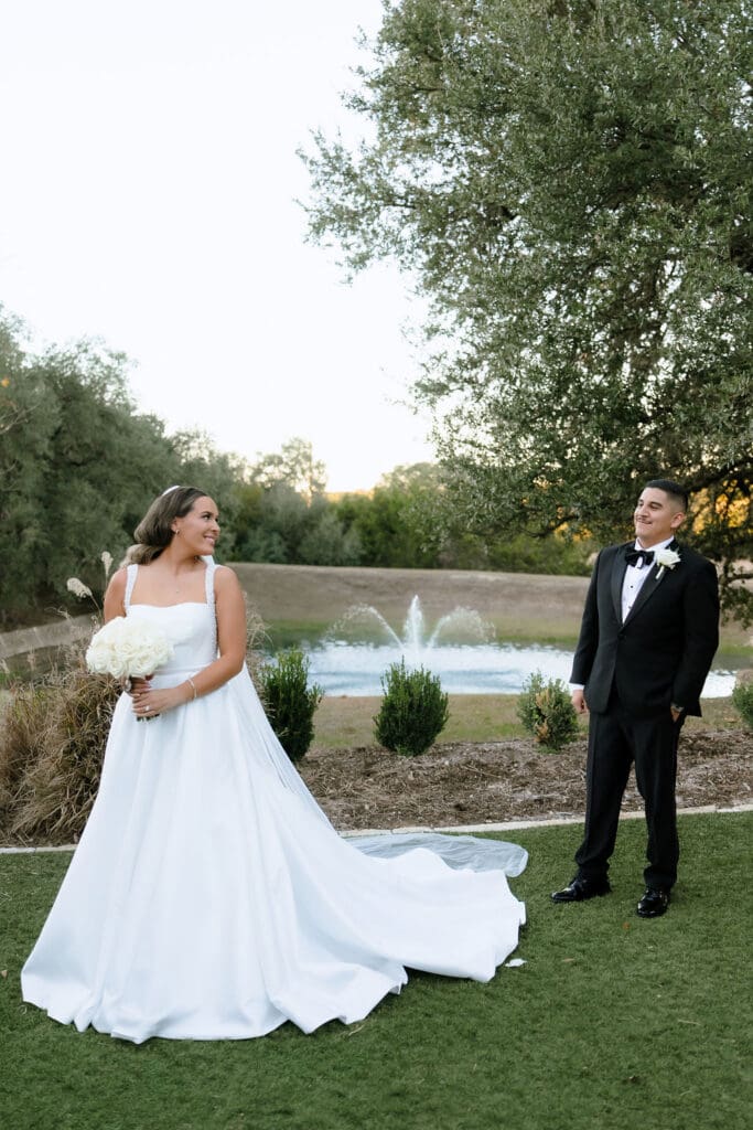 Bride and groom portrait at Kendall Point wedding venue Boerne Texas