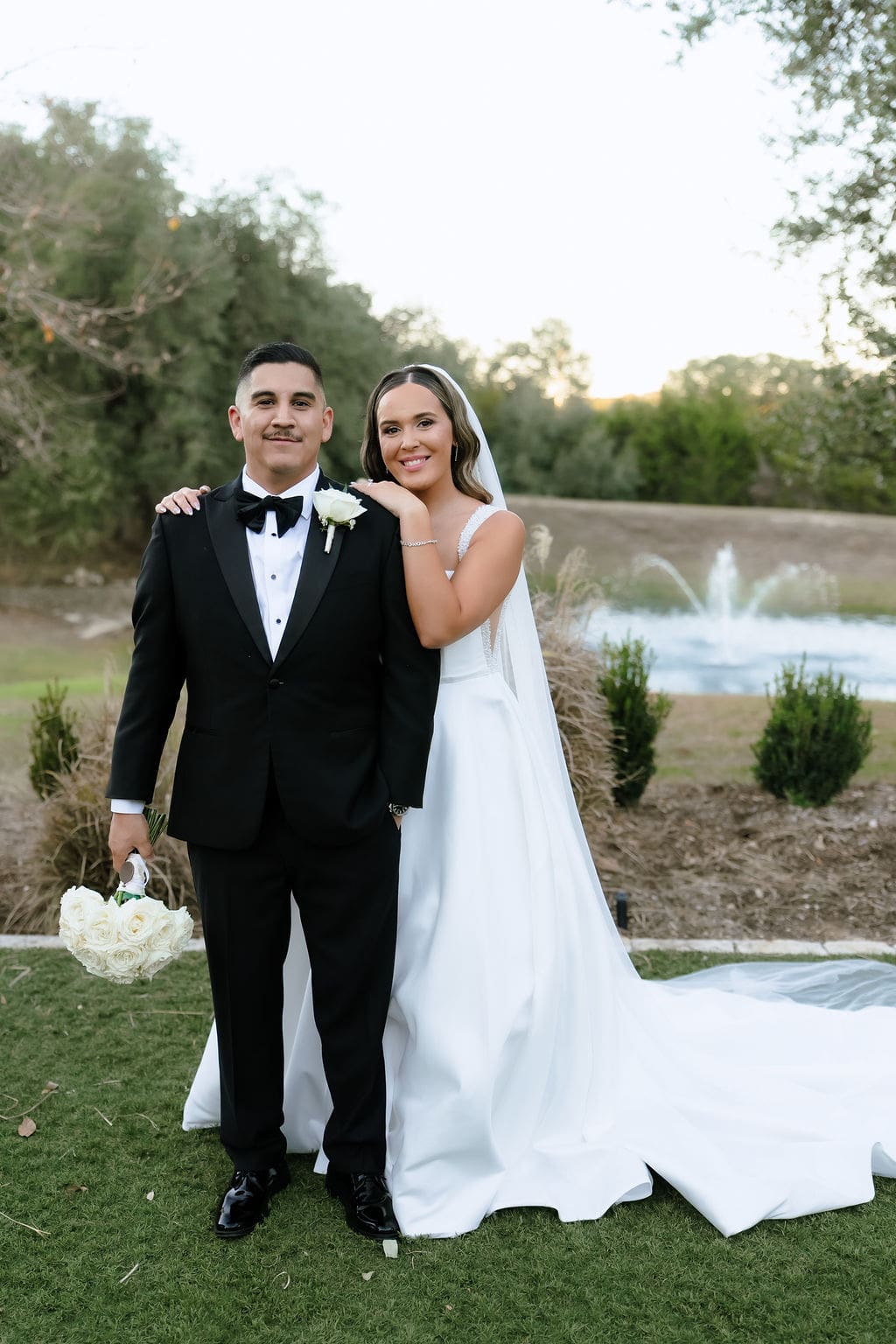 Bride and groom portrait at Kendall Point wedding venue Boerne Texas