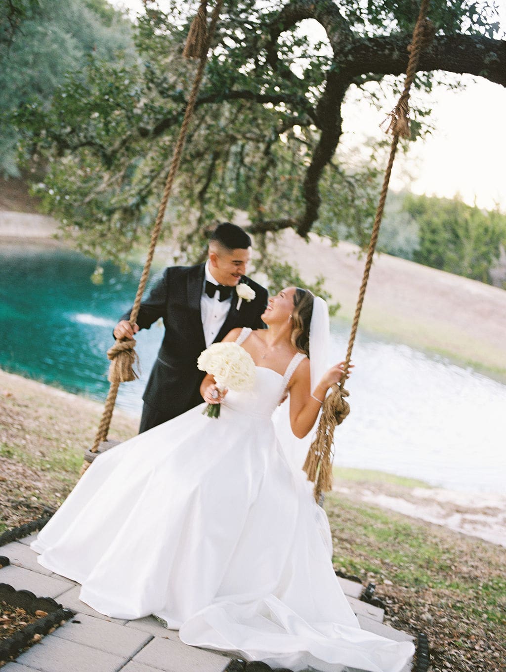 Bride and groom portrait at Kendall Point wedding venue Boerne Texas