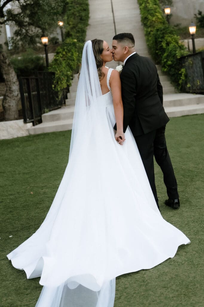 Bride and groom portrait at Kendall Point wedding venue Boerne Texas