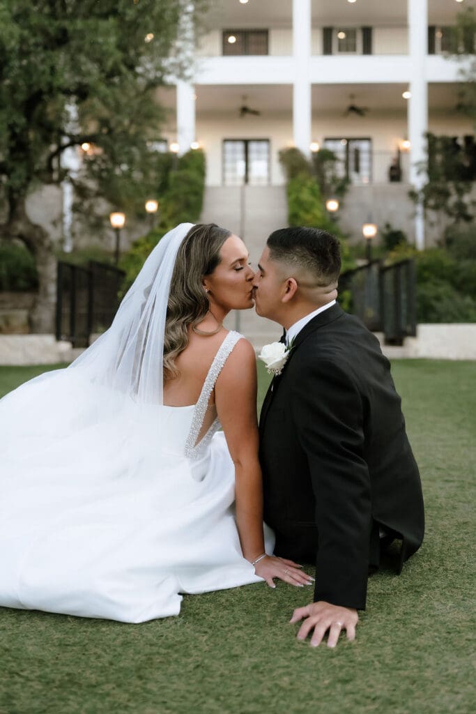 Bride and groom portrait at Kendall Point wedding venue Boerne Texas