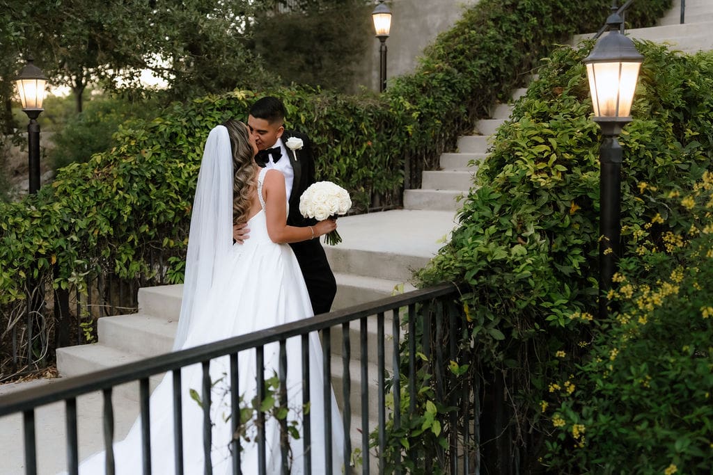 Romantic sunset photo of newlyweds in Kendall Point venue Boerne Texas