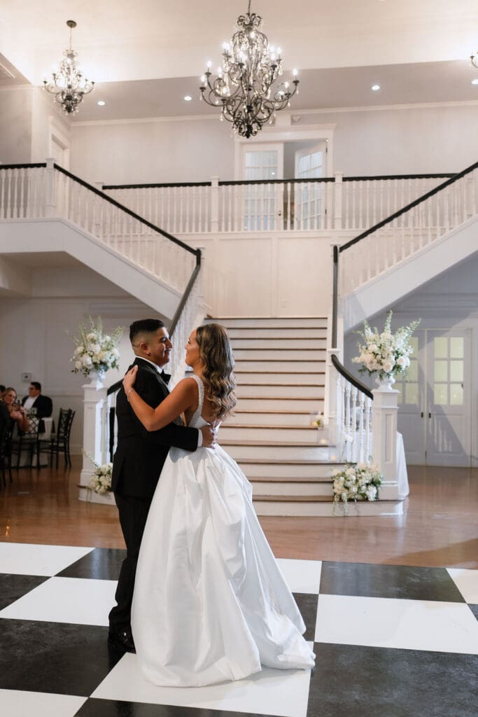First dance at Kendall Point wedding reception Boerne Texas