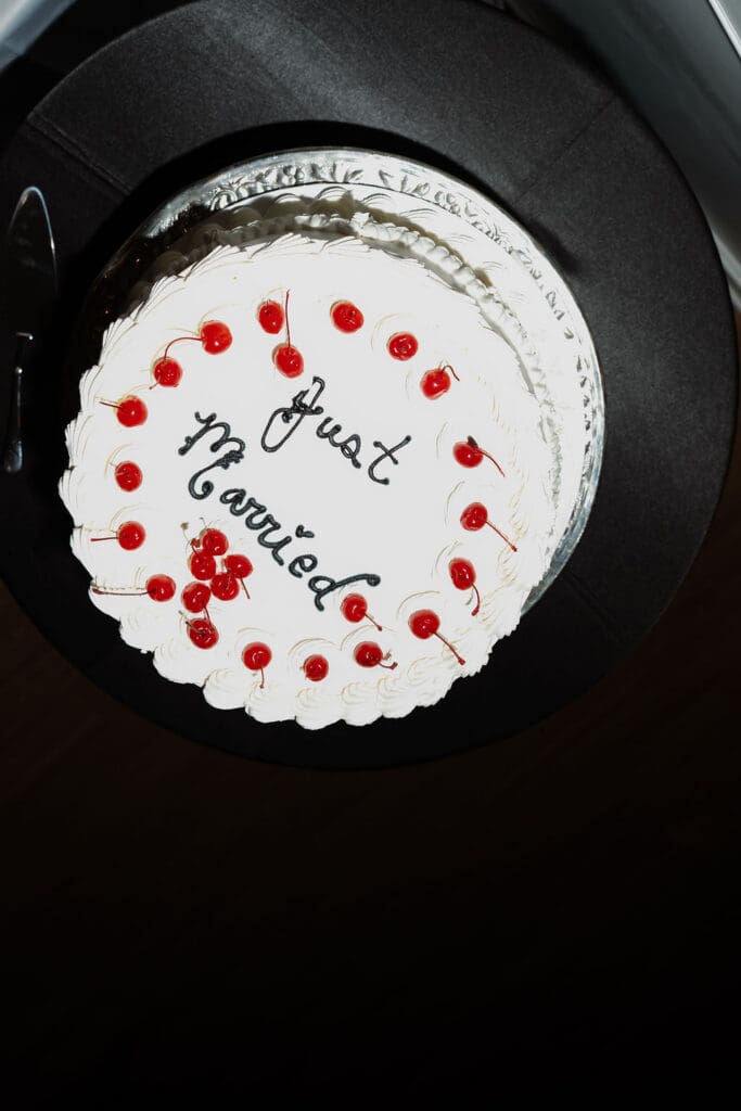 Wedding cake display at Kendall Point venue Boerne Texas