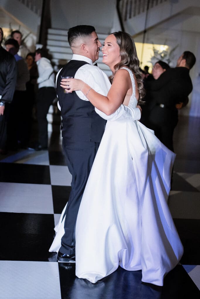 Bride and Groom slow dance at Kendall Point venue Boerne Texas