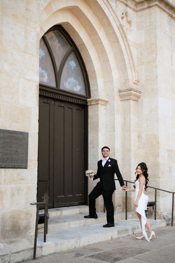 San Antonio wedding photographer Andrea Jang photographing couple at courthouse wedding in Texas