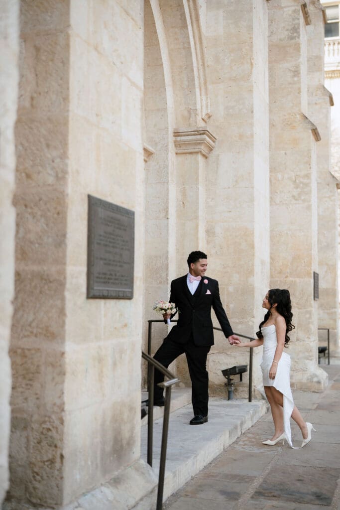 San Antonio wedding photographer Andrea Jang photographing couple at courthouse wedding in Texas
