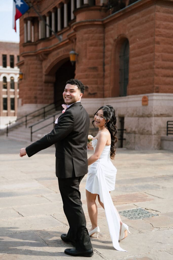 San Antonio wedding photographer Andrea Jang photographing couple at courthouse wedding in Texas
