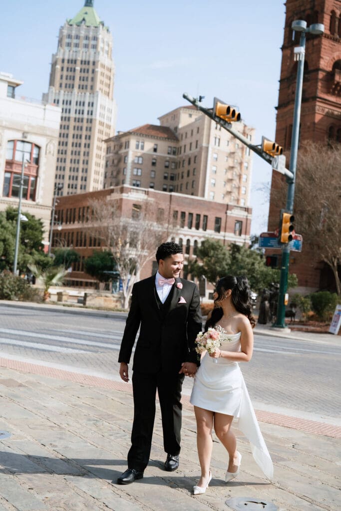 San Antonio wedding photographer Andrea Jang photographing couple at courthouse wedding in Texas