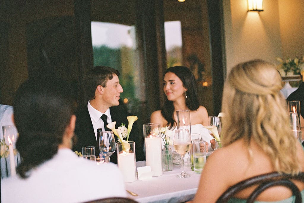 Immediate family celebrating at intimate wedding reception in Austin Texas