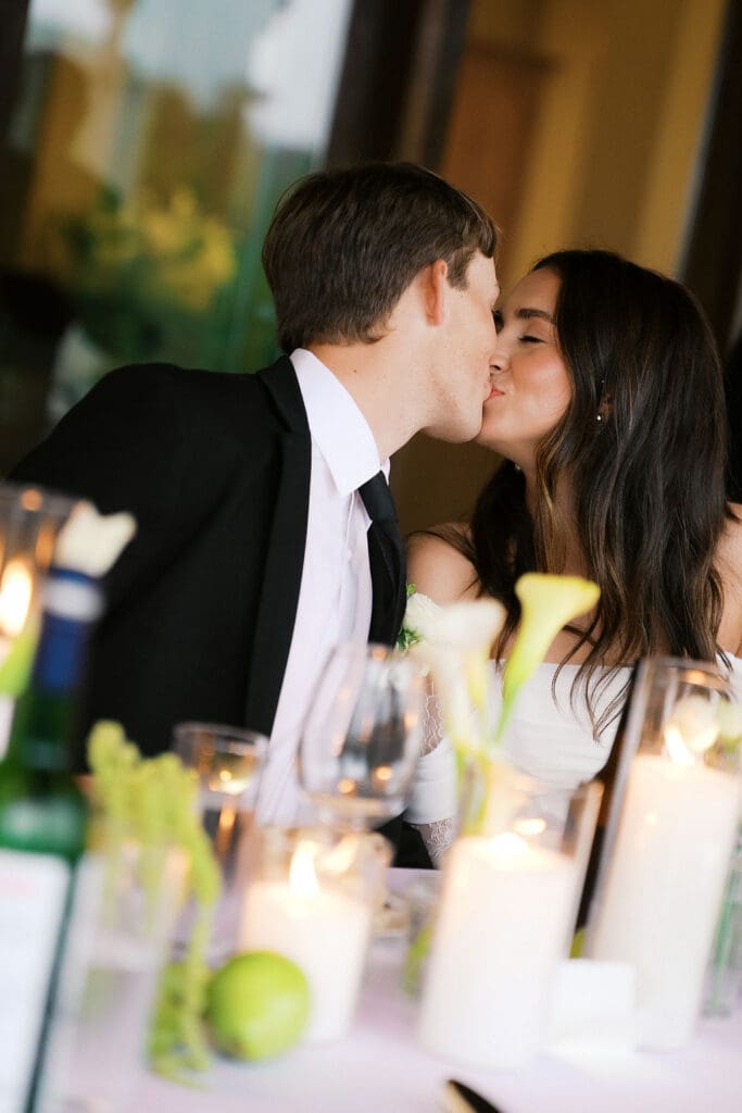 Immediate family celebrating at intimate wedding reception in Austin Texas