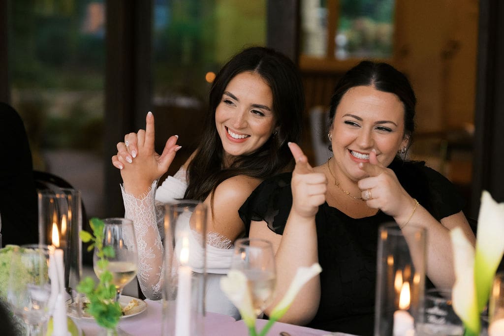 Immediate family celebrating at intimate wedding reception in Austin Texas