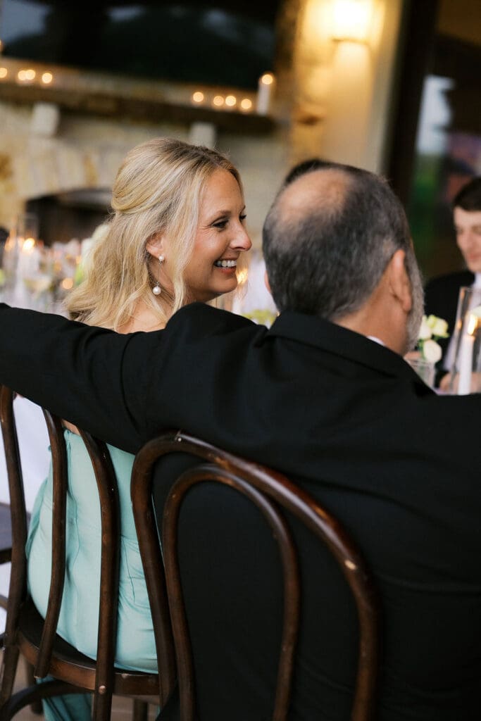 Immediate family celebrating at intimate wedding reception in Austin Texas