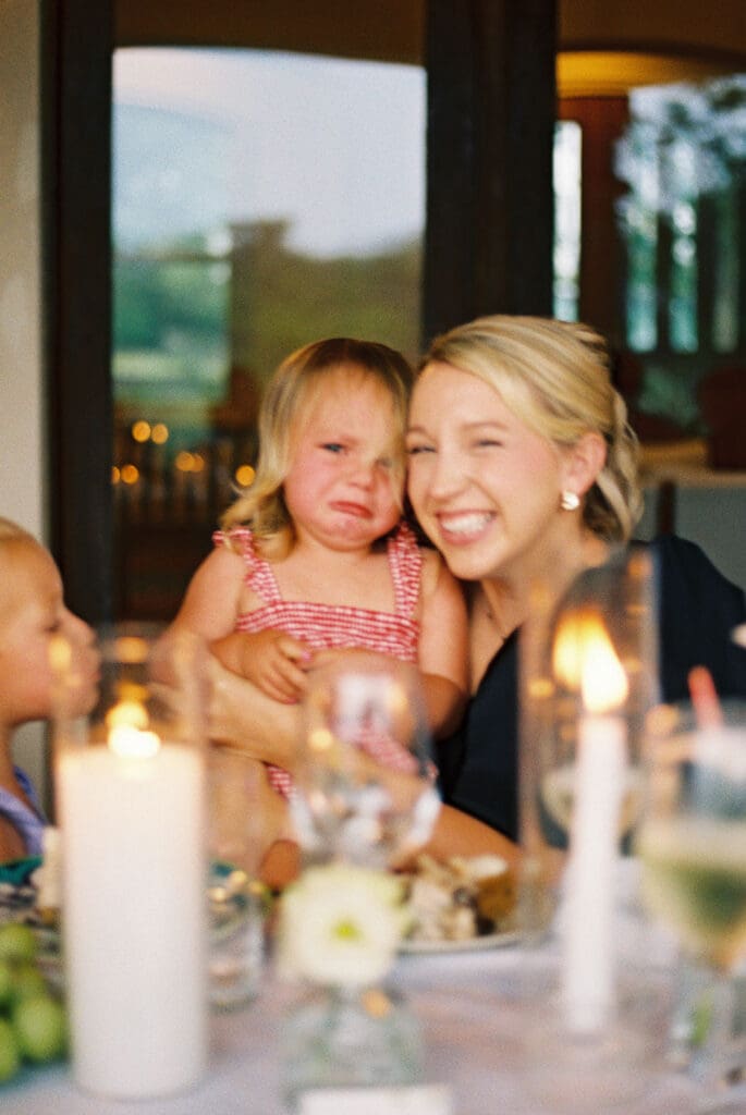 Immediate family celebrating at intimate wedding reception in Austin Texas