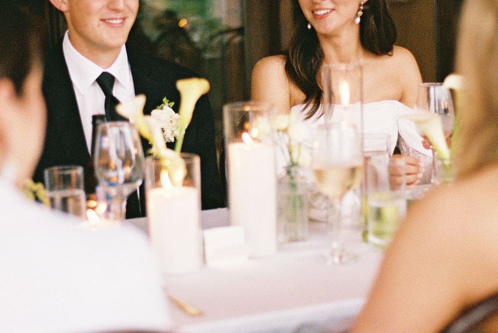 Immediate family celebrating at intimate wedding reception in Austin Texas