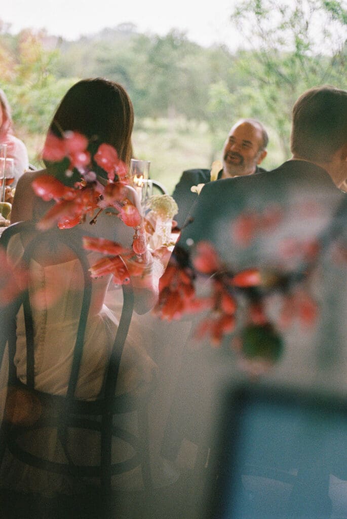 Immediate family celebrating at intimate wedding reception in Austin Texas