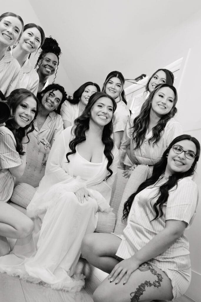 Bridesmaids helping bride get ready at The Preserve at Canyon Lake Texas Hill Country wedding