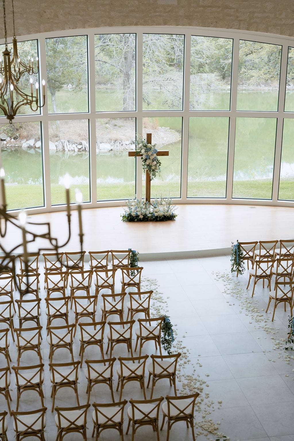Wedding ceremony inside chapel at The Preserve at Canyon Lake San Antonio wedding photographer