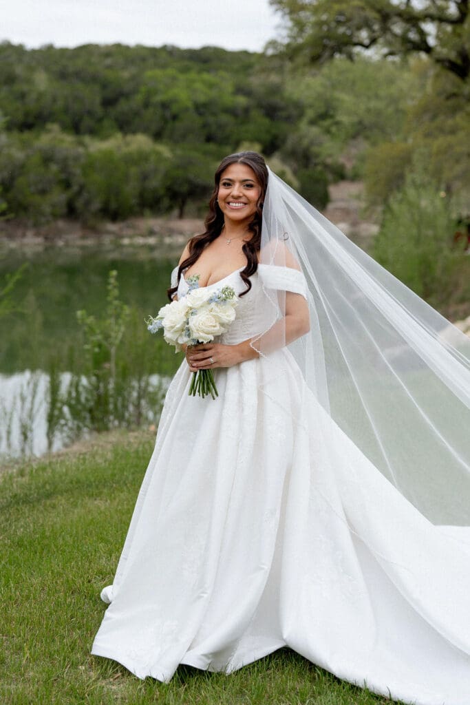 Bride portraits at The Preserve at Canyon Lake Texas Hill Country wedding