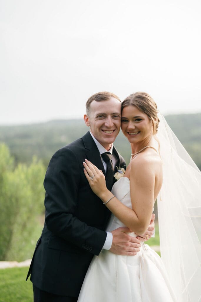 Bride and groom golden hour portraits at Canyonwood Ridge in the Texas Hill Country