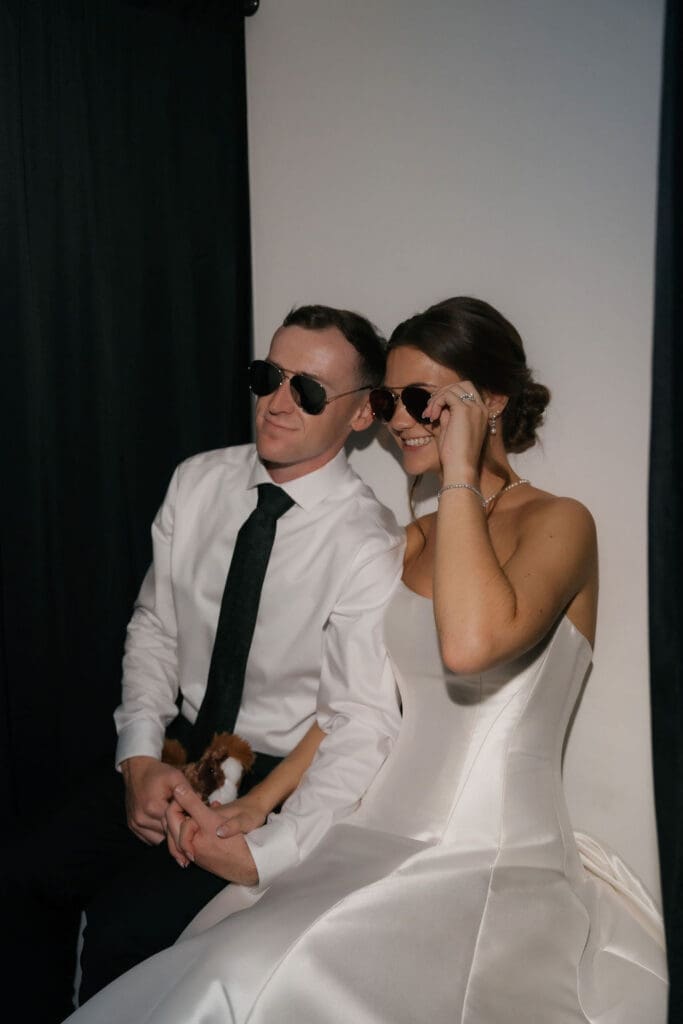 Bride and groom sharing a quiet moment away from their Canyonwood Ridge wedding reception