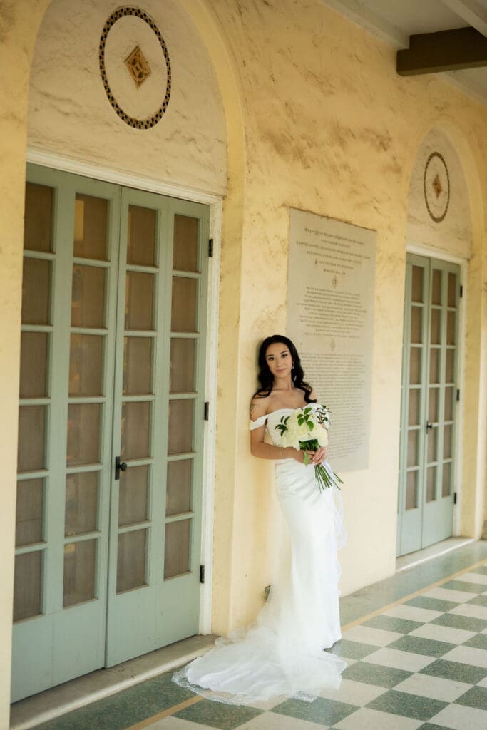 Spanish Colonial Revival architecture at Landa Library in San Antonio Texas perfect for bridal portraits