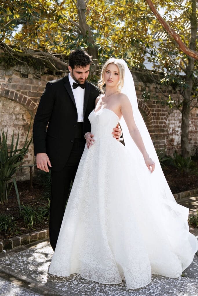Charleston romance editorial bride and groom portraits at The Gadsden House South Carolina by Austin wedding photographer Andrea Jang